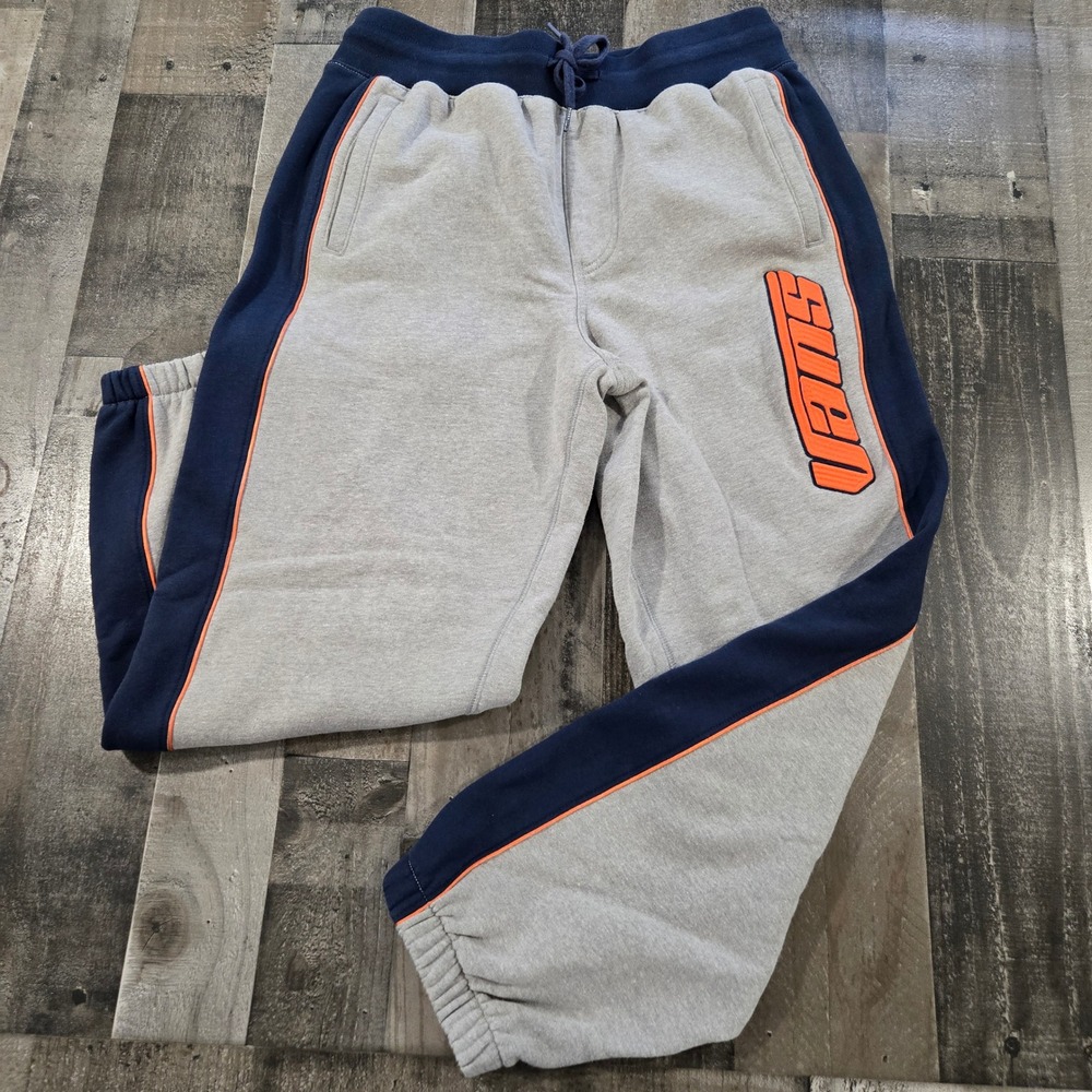 Vans Men's Retro V Loose Fleece Sweatpants Gray Navy Orange Embroidered M